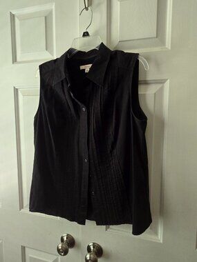 MORONA WOMA'S BLACK SLEEVELESS BLOUSE-PLEATED FRONT SIZE XXL